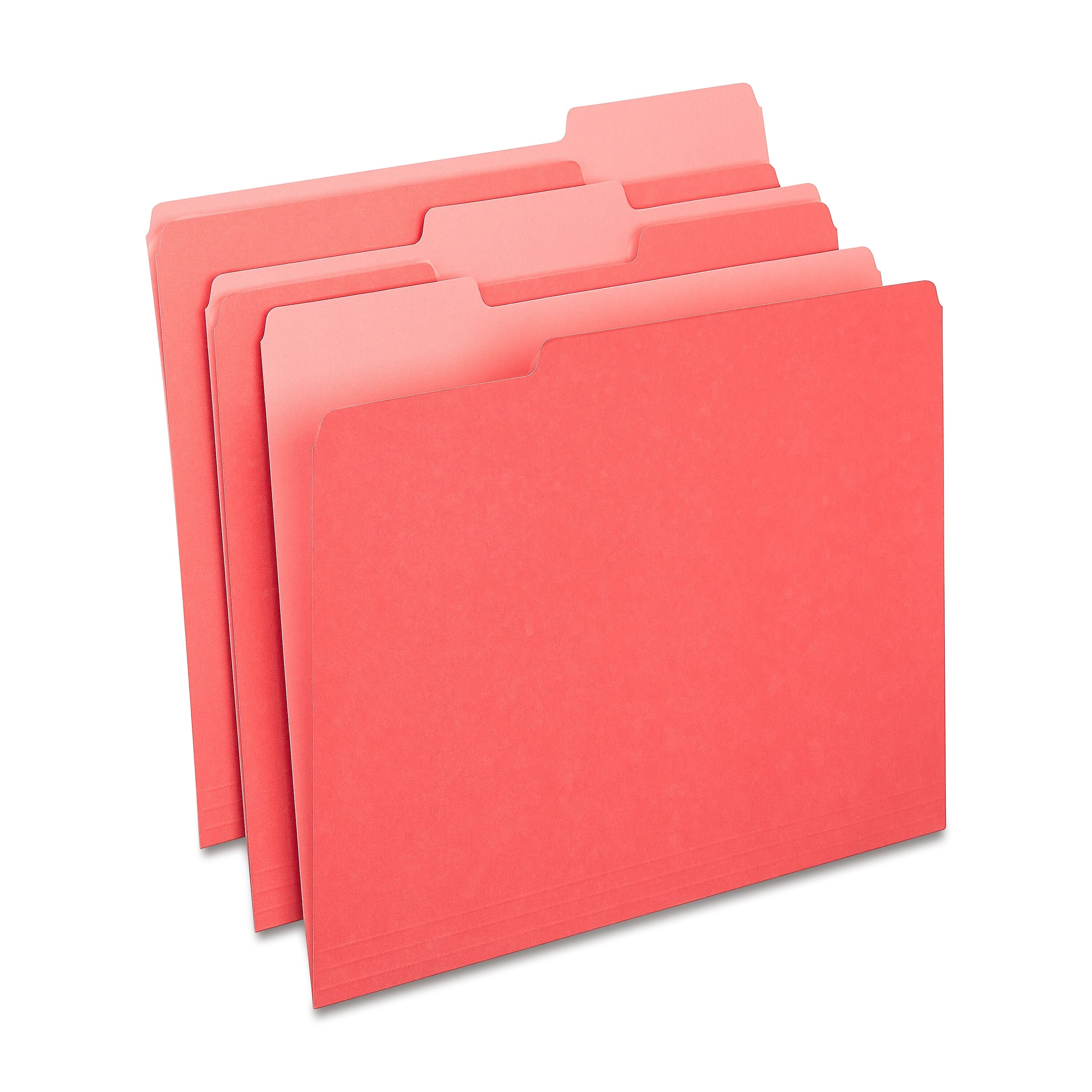 Staples® File Folders, 1/3-Cut Tab, Letter Size, Red, 24/Pack