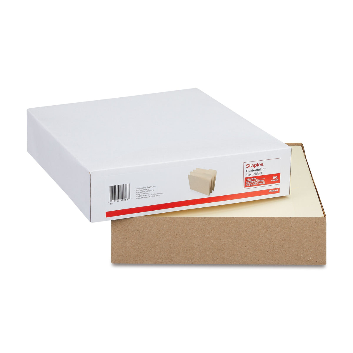 Staples File Folders, Letter Size, Manila, 100/Box