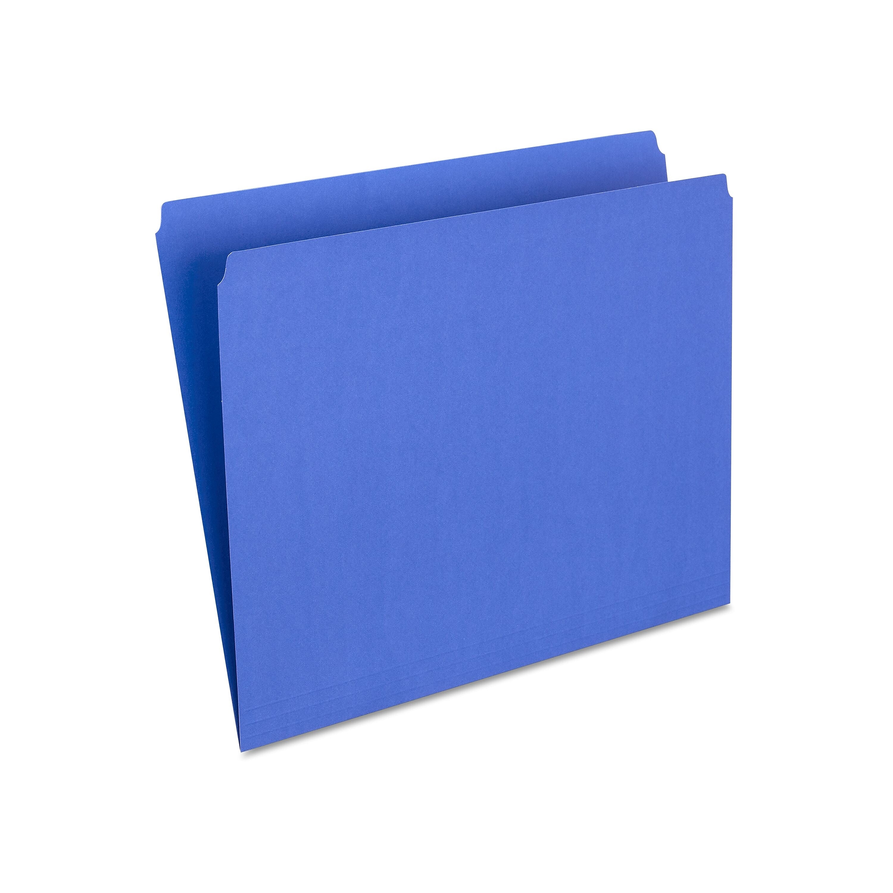 Staples File Folders, Single Tab, Letter Size, Blue, 100/Box