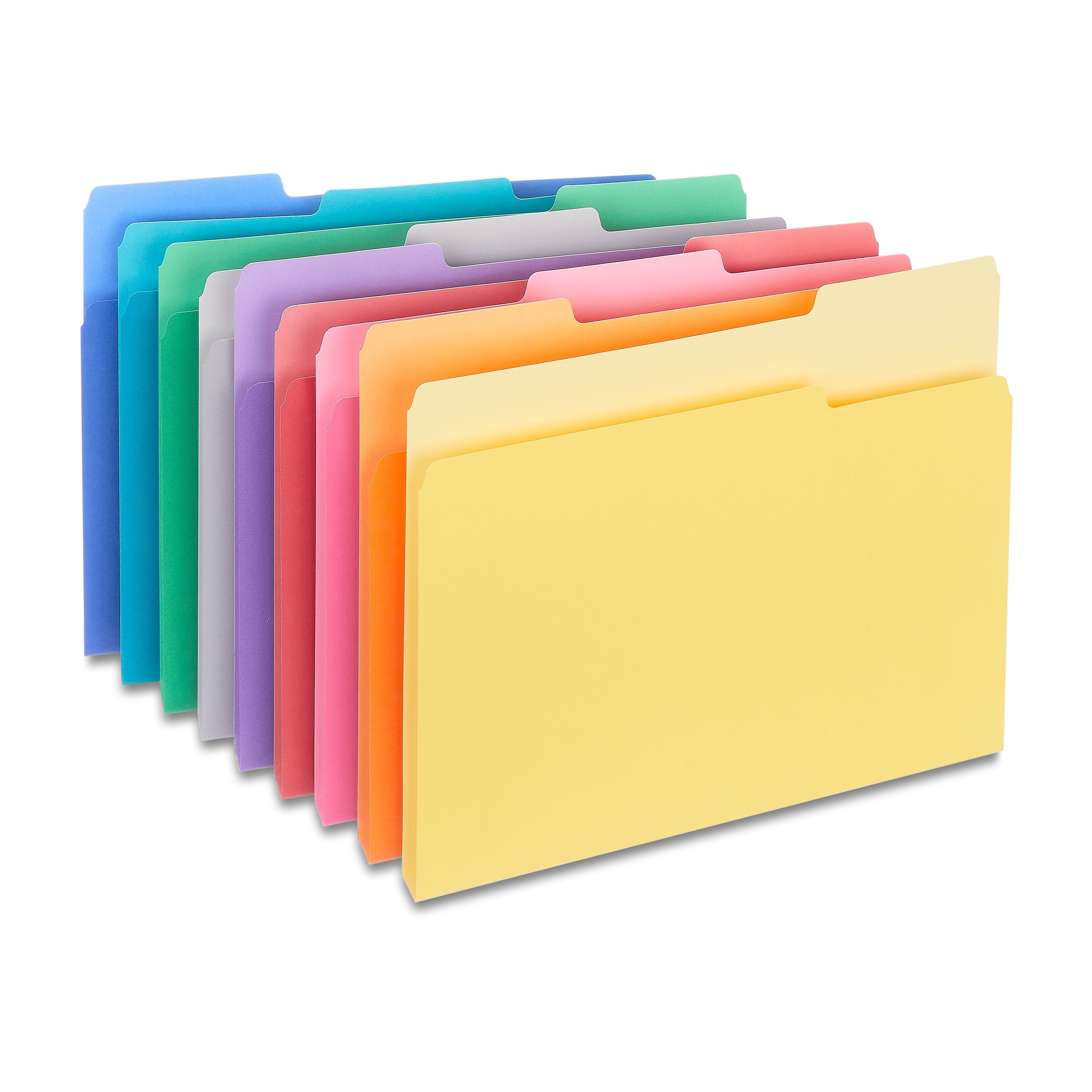 Staples® File Folders,1/3-Cut Tab, Letter Size, Assorted Colors, 250/Box