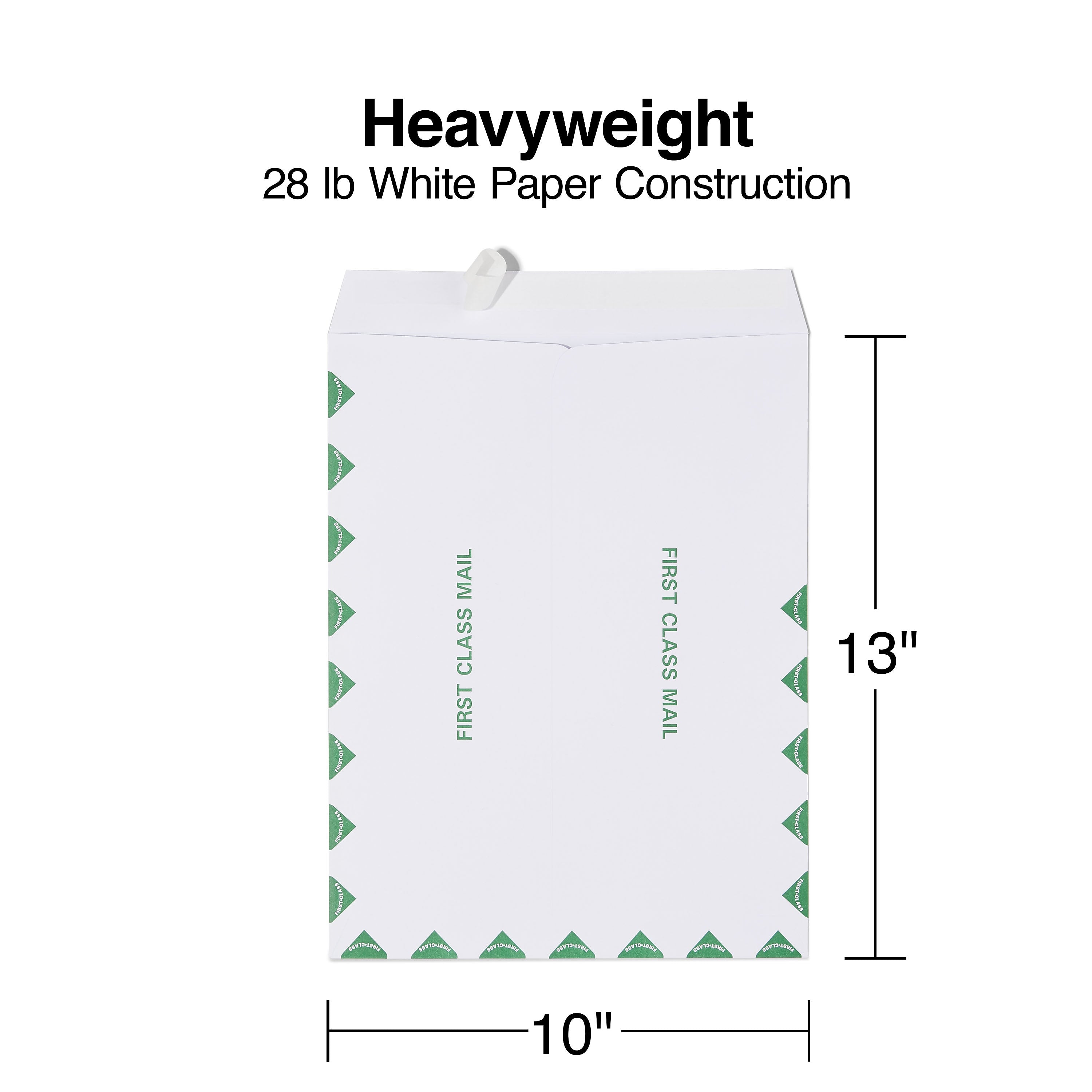 Staples First Class EasyClose Catalog Envelopes, 10" x 13", White with Green Diamond Border, 100/Box