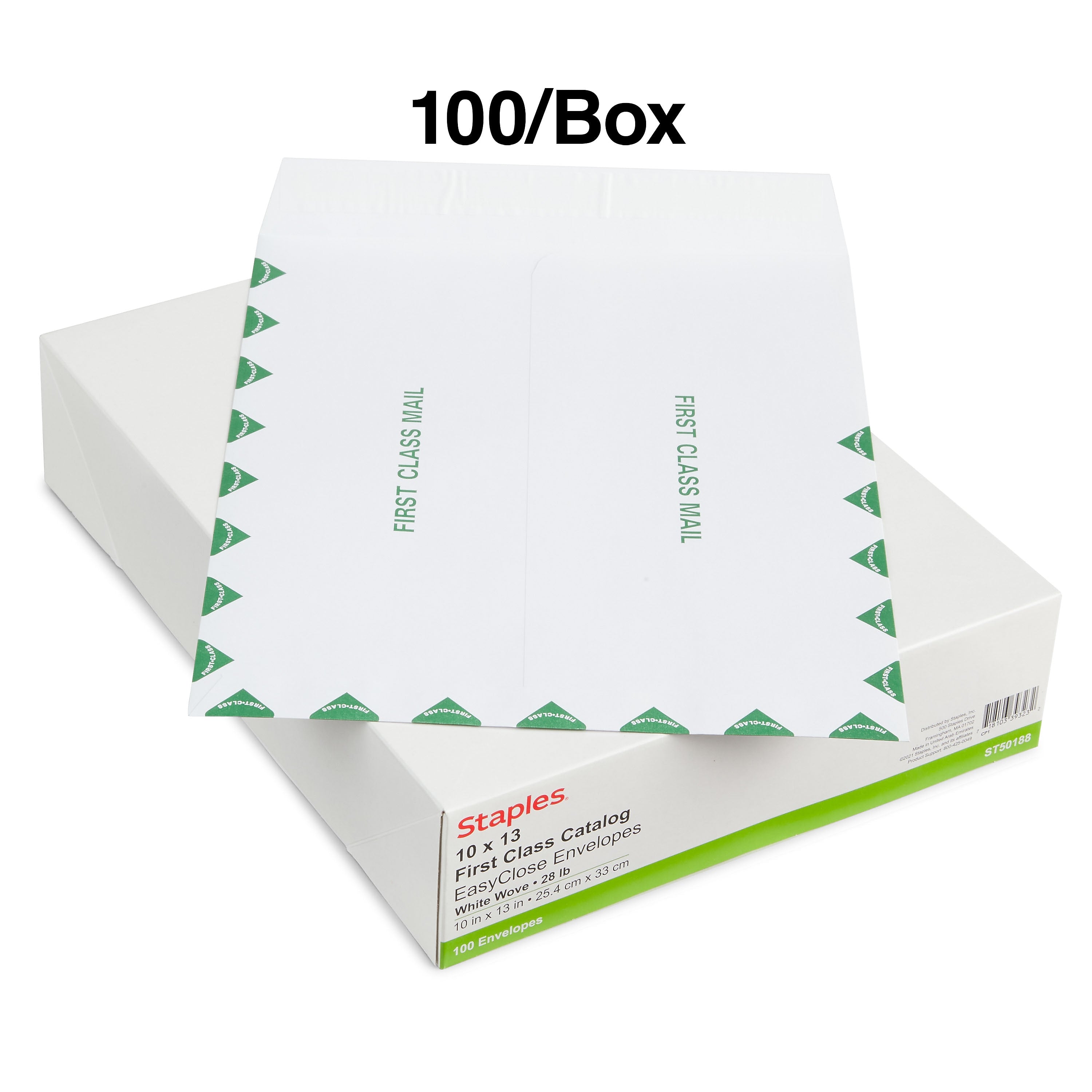 Staples First Class EasyClose Catalog Envelopes, 10