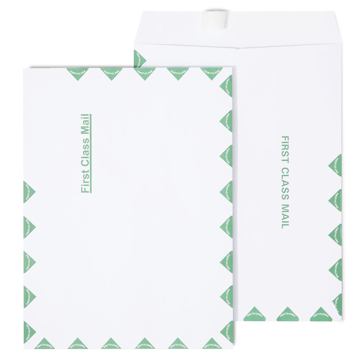 Staples First Class EasyClose Catalog Envelopes, 9"L x 12"H, White and Green, 100/Box