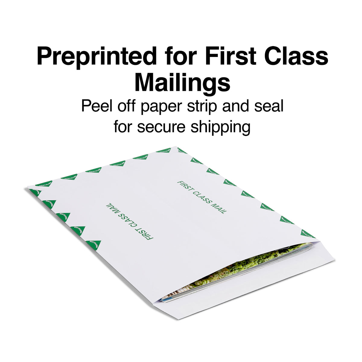 Staples First Class EasyClose Catalog Envelopes, 9"L x 12"H, White and Green, 100/Box