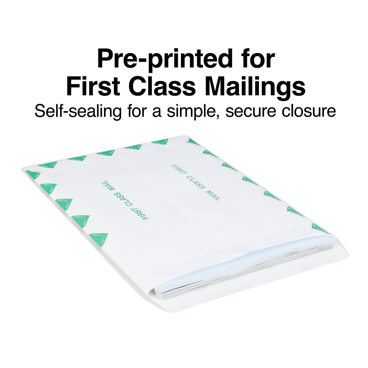 Staples® First Class Self Seal #13 Envelope, 10" x 13", White with green diamond border, 100/Box