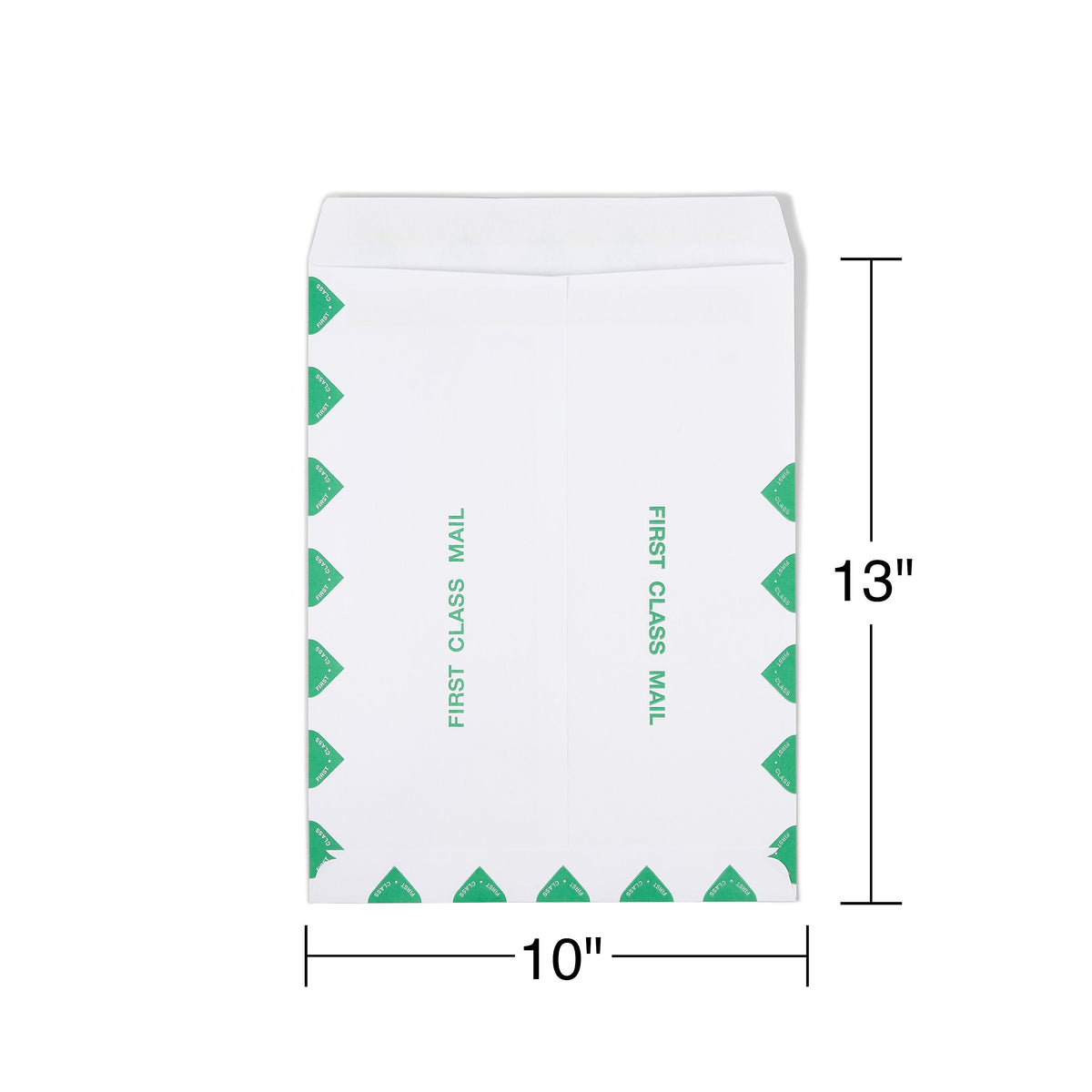 Staples® First Class Self Seal #13 Envelope, 10" x 13", White with green diamond border, 100/Box