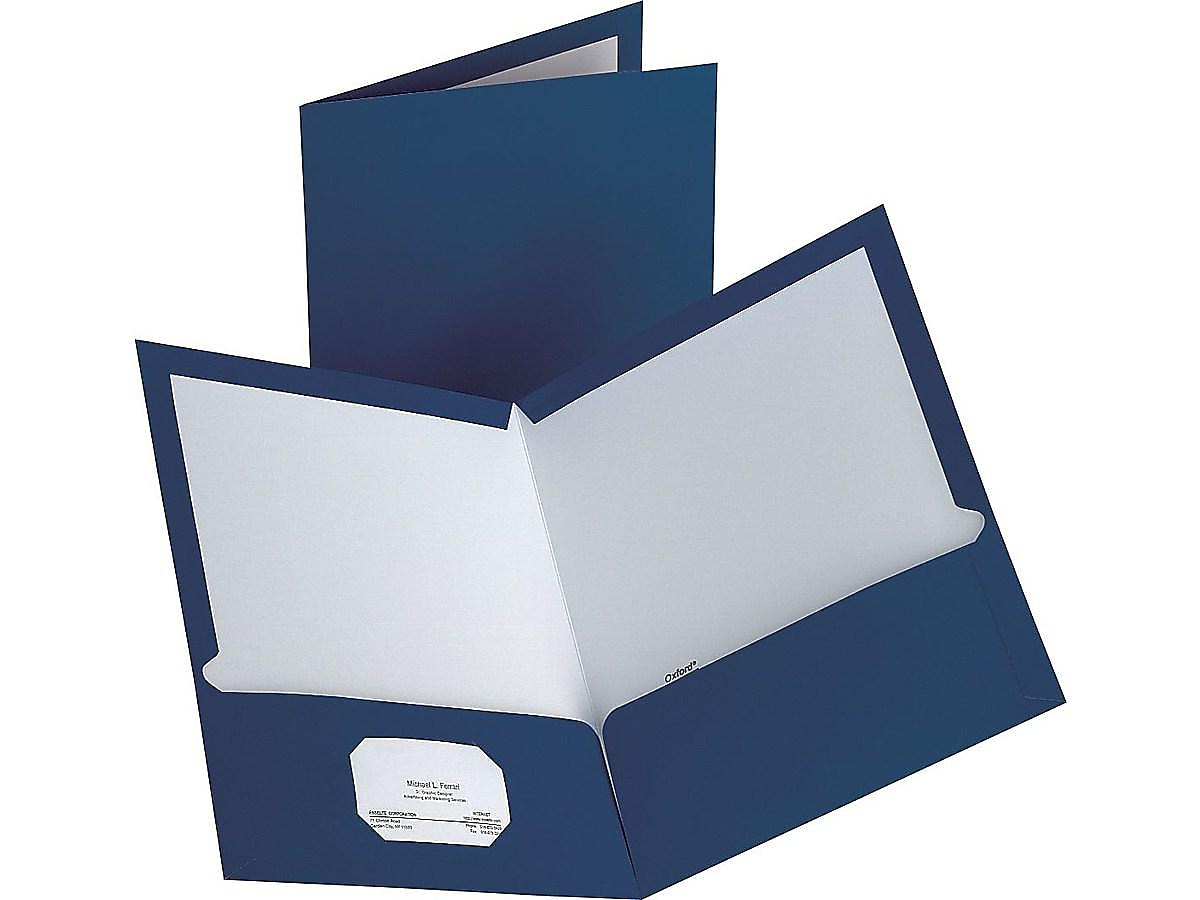 Staples Glossy 2-Pocket Paper Folder, Dark Blue, 10/Pack