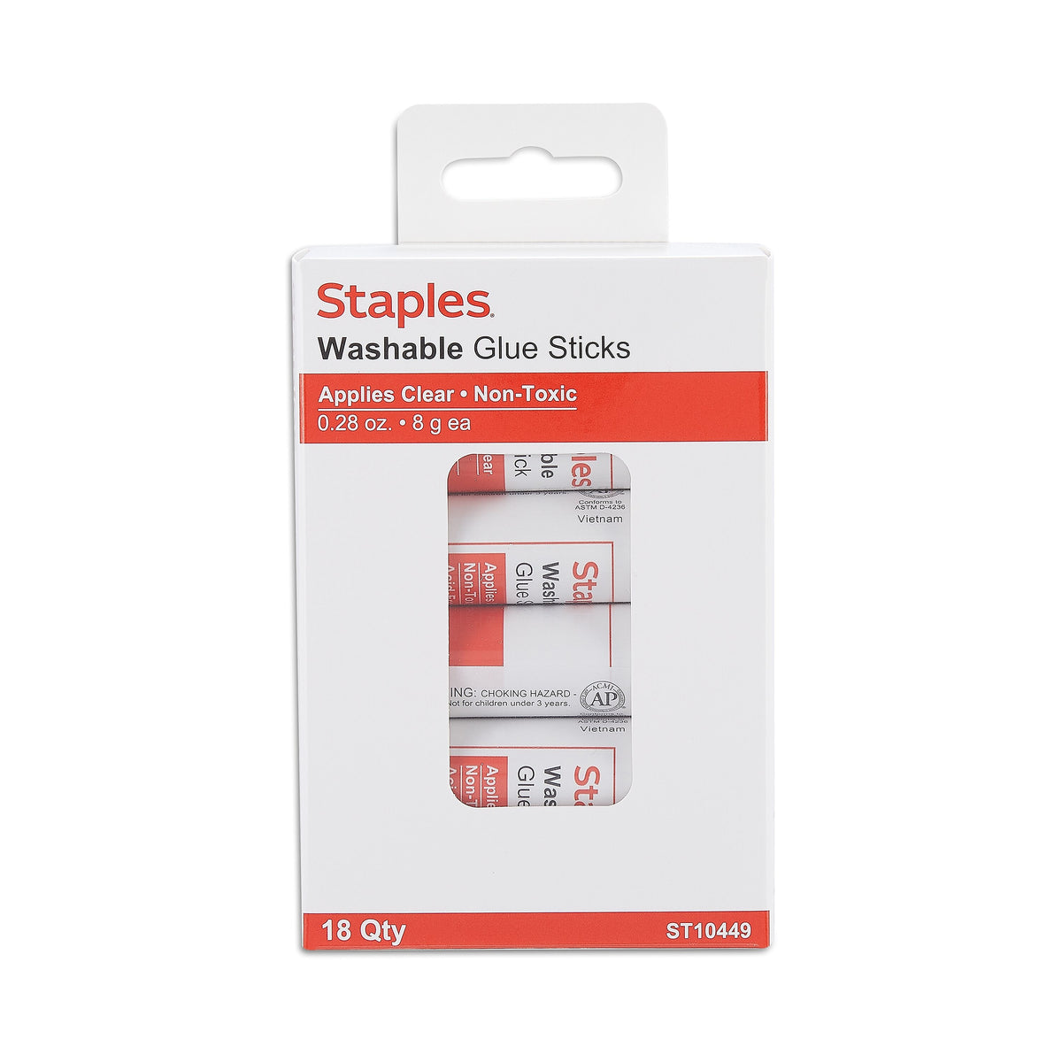 Staples Glue Sticks, 0.28 oz., 18/Pack