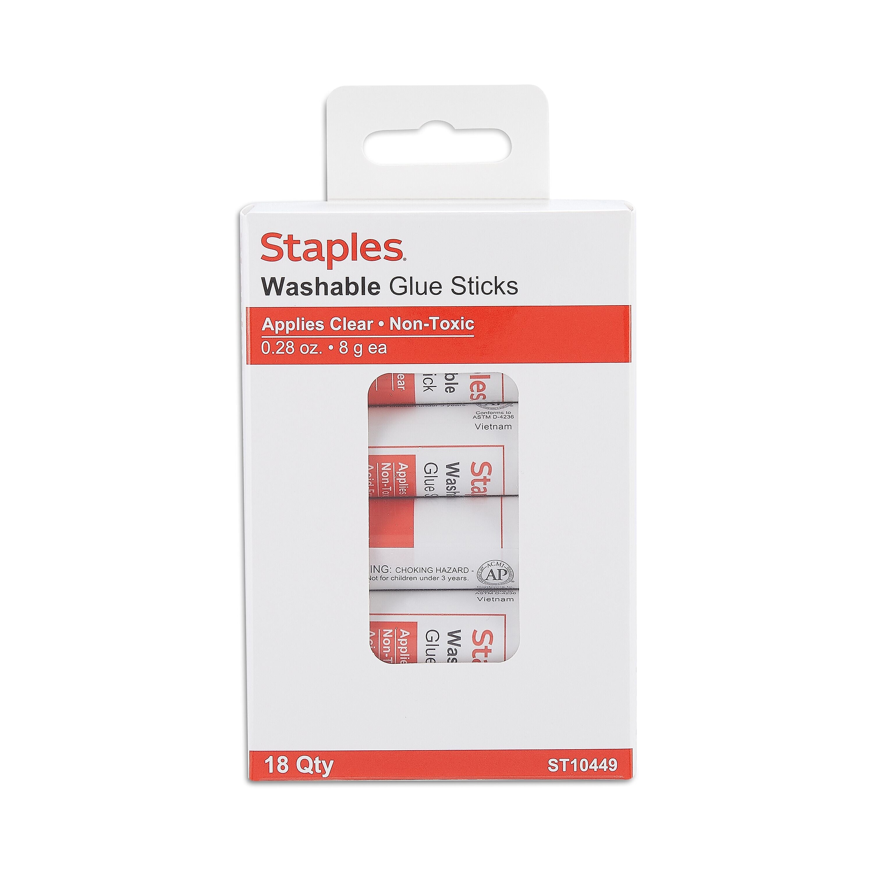 Staples Glue Sticks, 0.28 oz., 18/Pack