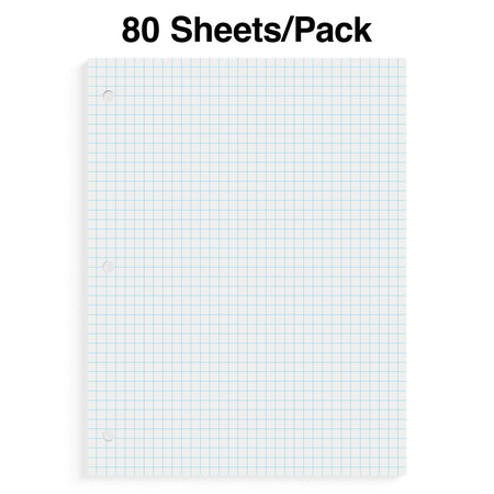 Staples® Graph Ruled Filler Paper, 8" x 10.5", 3-Hole Punched, White, 80 Sheets/Pack