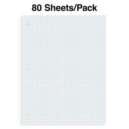 Staples® Graph Ruled Filler Paper, 8" x 10.5", 3-Hole Punched, White, 80 Sheets/Pack