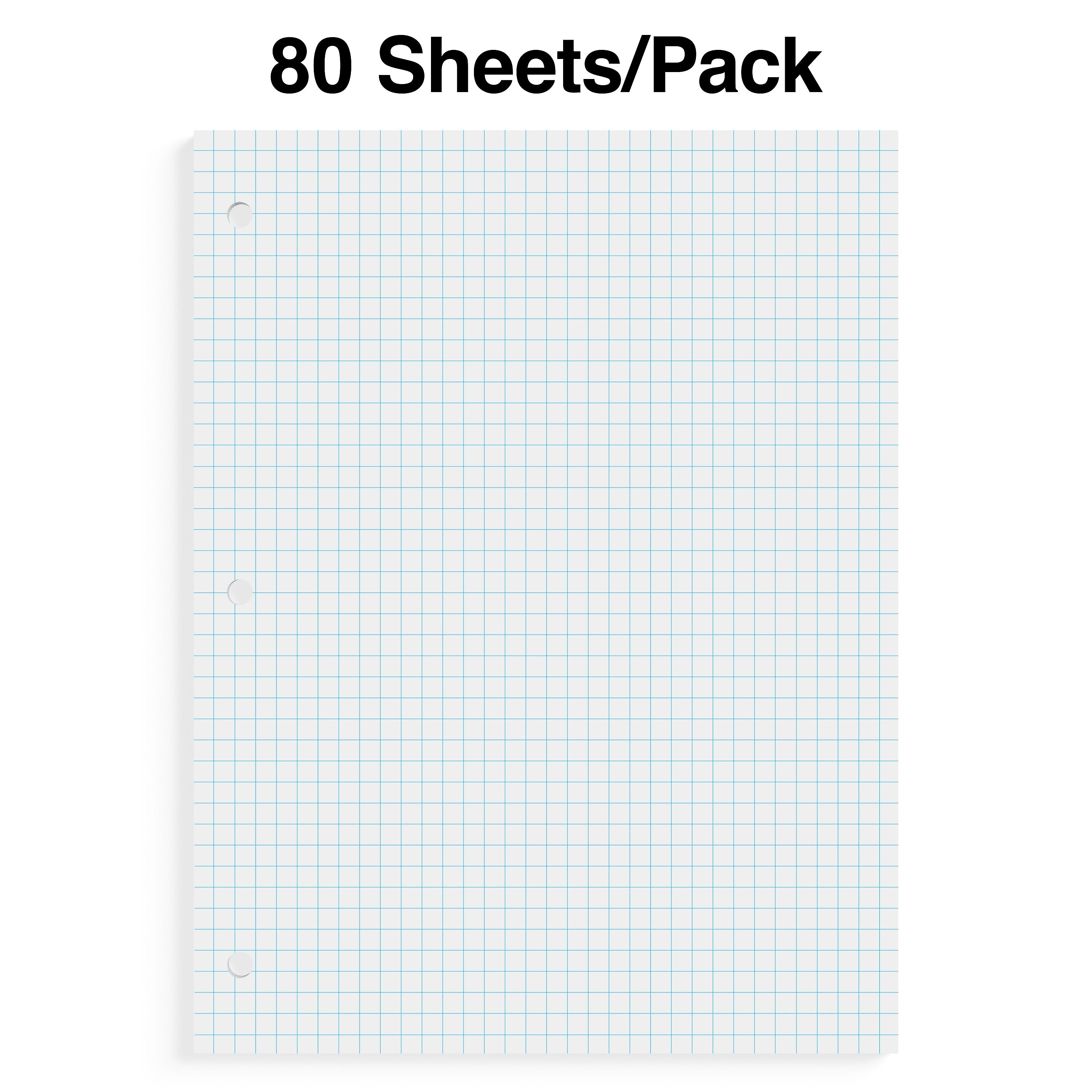 Staples® Graph Ruled Filler Paper, 8" x 10.5", White, 80 Sheets/Pack