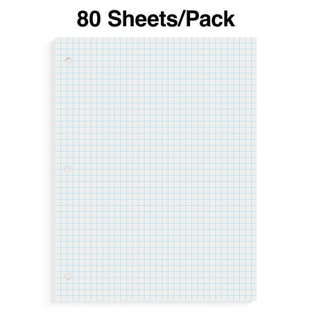 Staples® Graph Ruled Filler Paper, 8" x 10.5", White, 80 Sheets/Pack