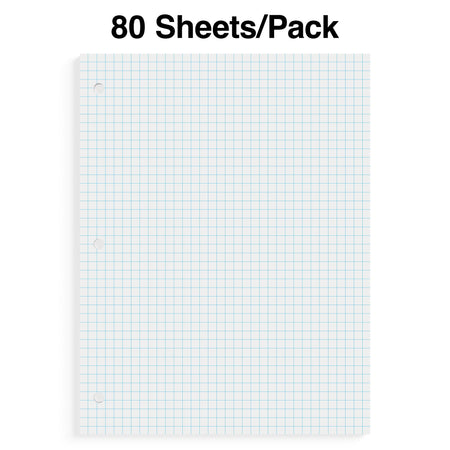 Staples® Graph Ruled Filler Paper, 8" x 10.5", White, 80 Sheets/Pack