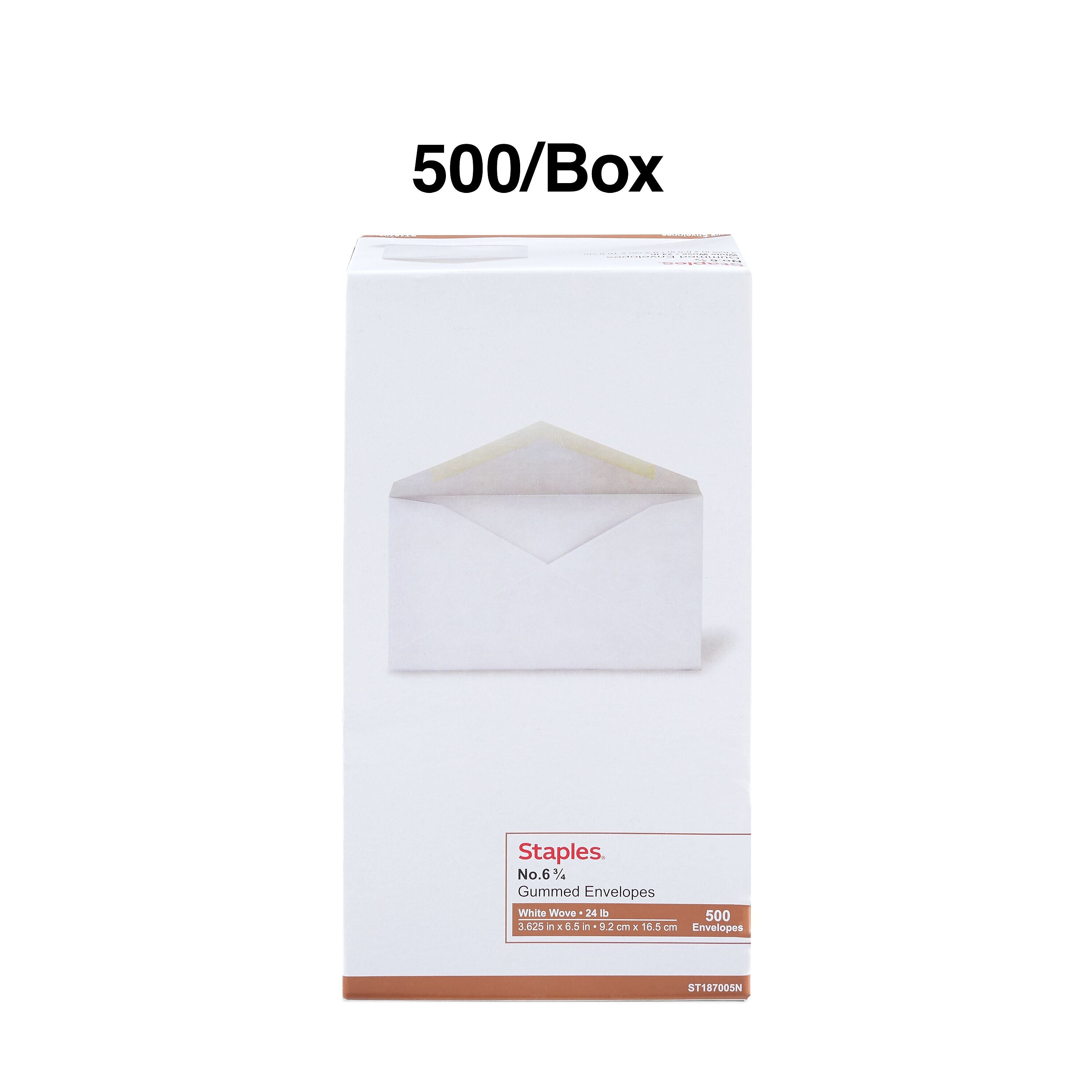 Staples Gummed #6 Business Envelopes, 3 5/8