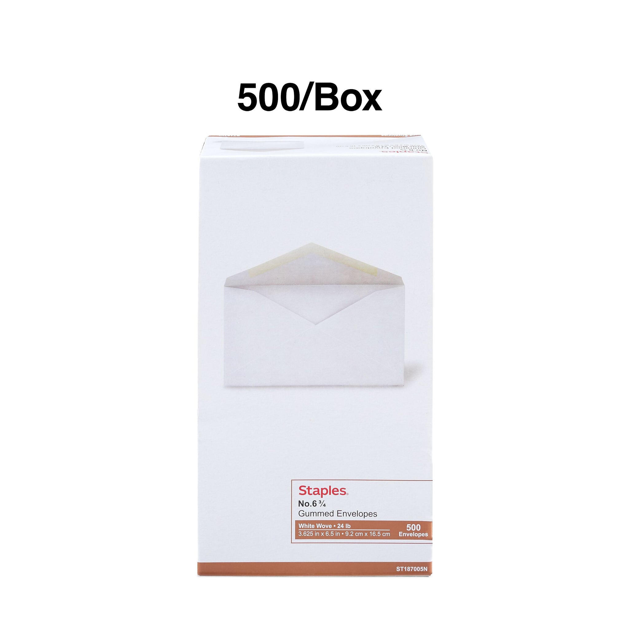 Staples Gummed #6 Business Envelopes, 3 5/8