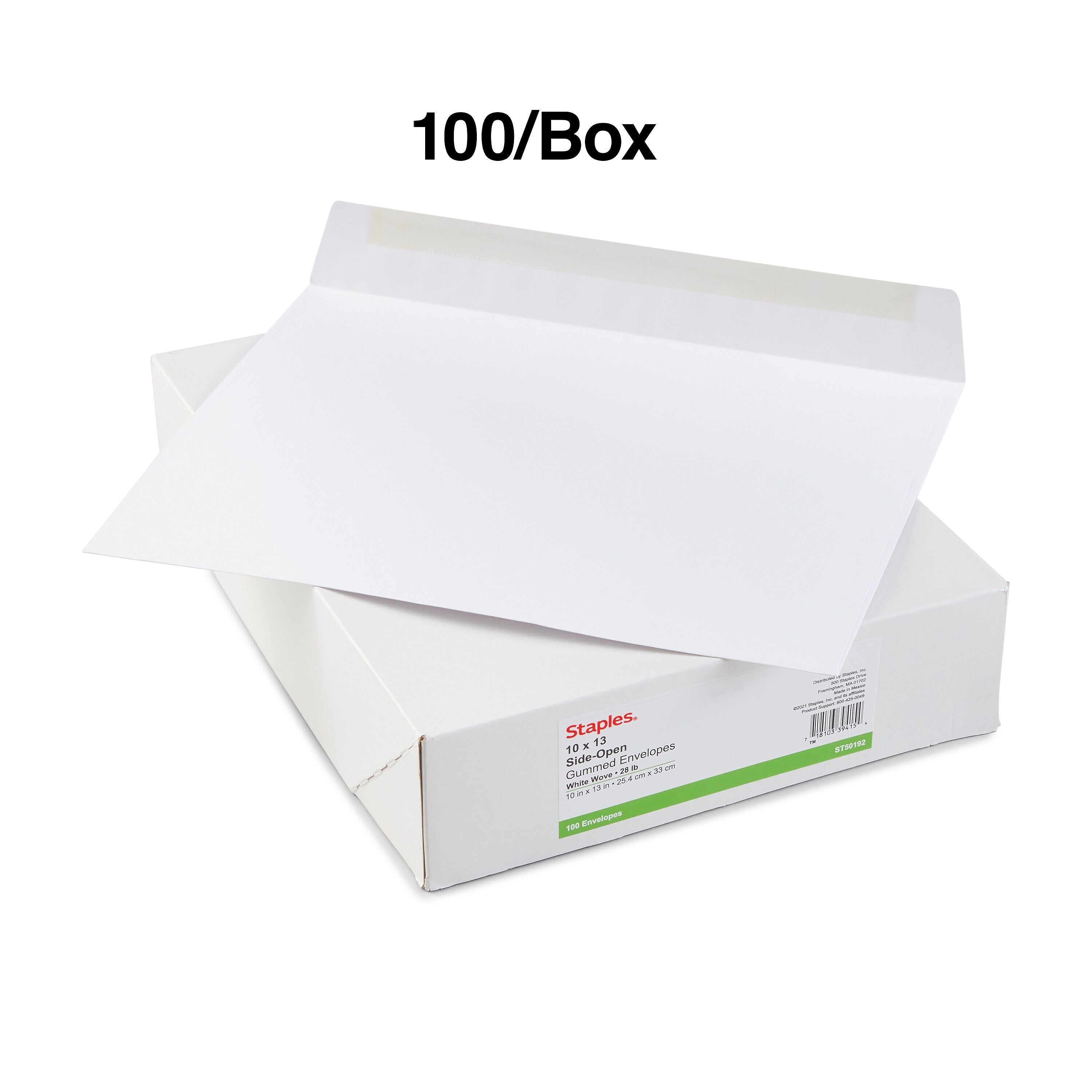 Staples Gummed Booklet Envelopes, 10