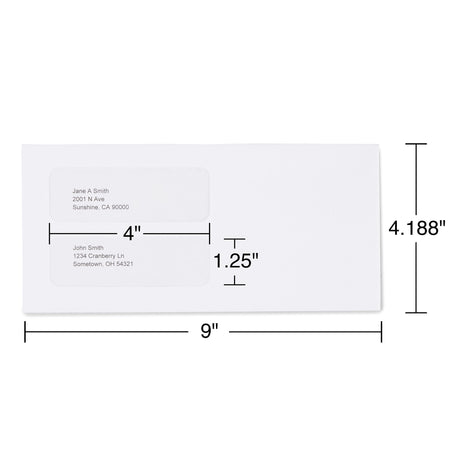 Staples Gummed Business Envelopes, 4 3/16" x 9", White, 1000/Box