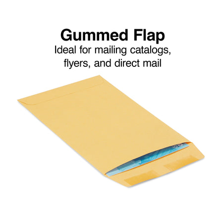 Staples Gummed Catalog Envelopes, 6" x 9", Brown, 100/Box