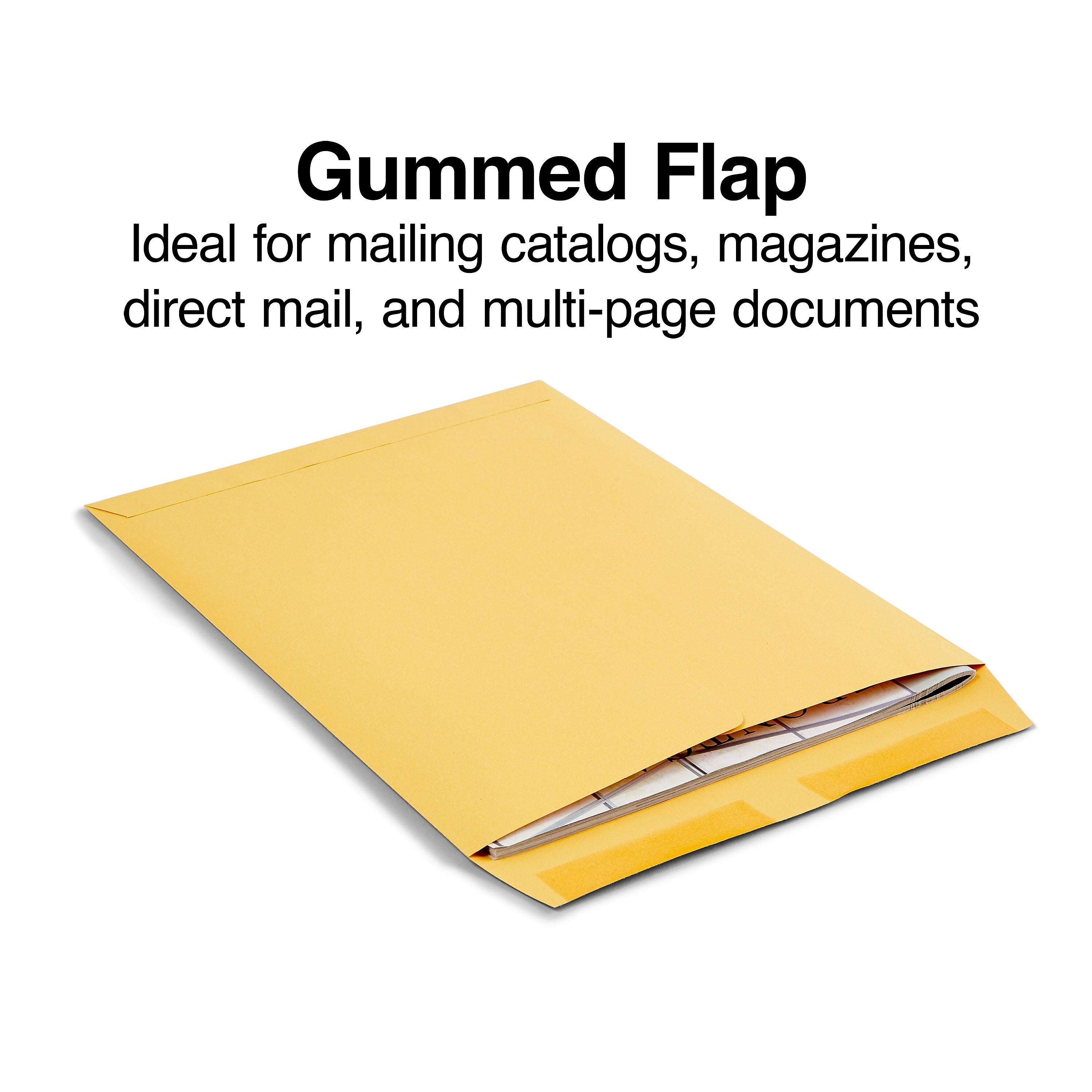 Staples Gummed Catalog Envelopes, 9.5"L x 12.5"H, Brown, 100/Box