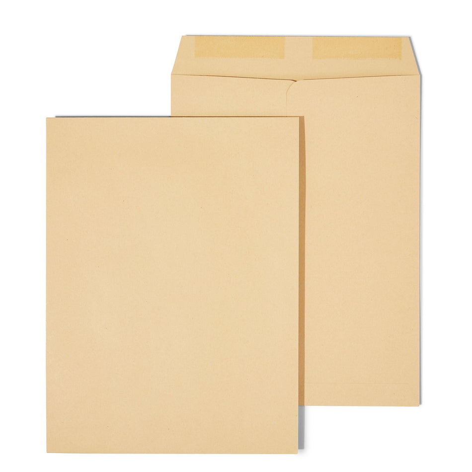 Staples Gummed Catalog Envelopes, 9"L x 12"H, Brown, 100/Box