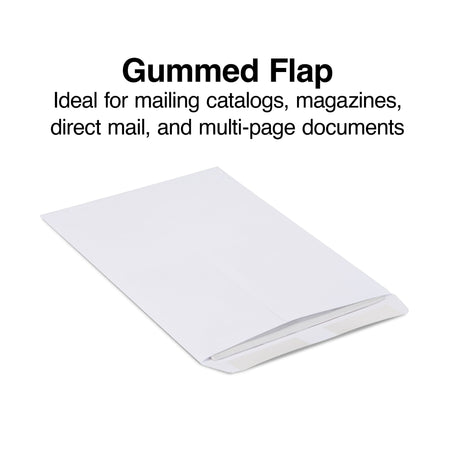 Staples Gummed Catalog Envelopes, 9"L x 12"H, White, 100/Box