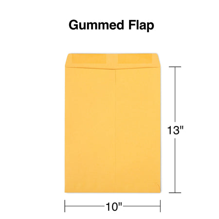 Staples Gummed Kraft Catalog Envelopes, 10"L x 13"H, Brown, 100/Box