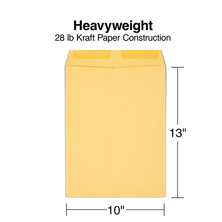 Staples Gummed Kraft Catalog Envelopes, 10"L x 13"H, Brown, 250/Box