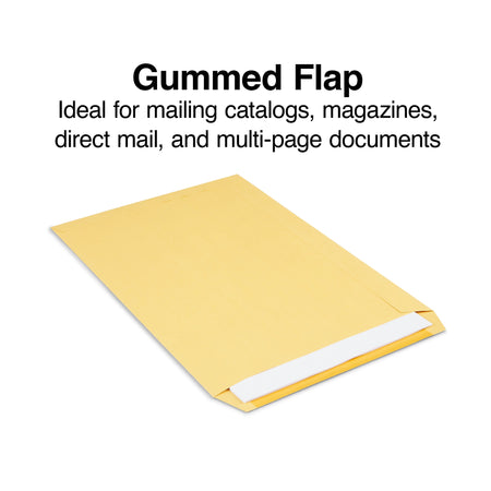 Staples Gummed Kraft Catalog Envelopes, 10"L x 15"H, Brown, 100/Box