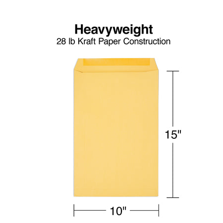 Staples Gummed Kraft Catalog Envelopes, 10"L x 15"H, Brown, 100/Box