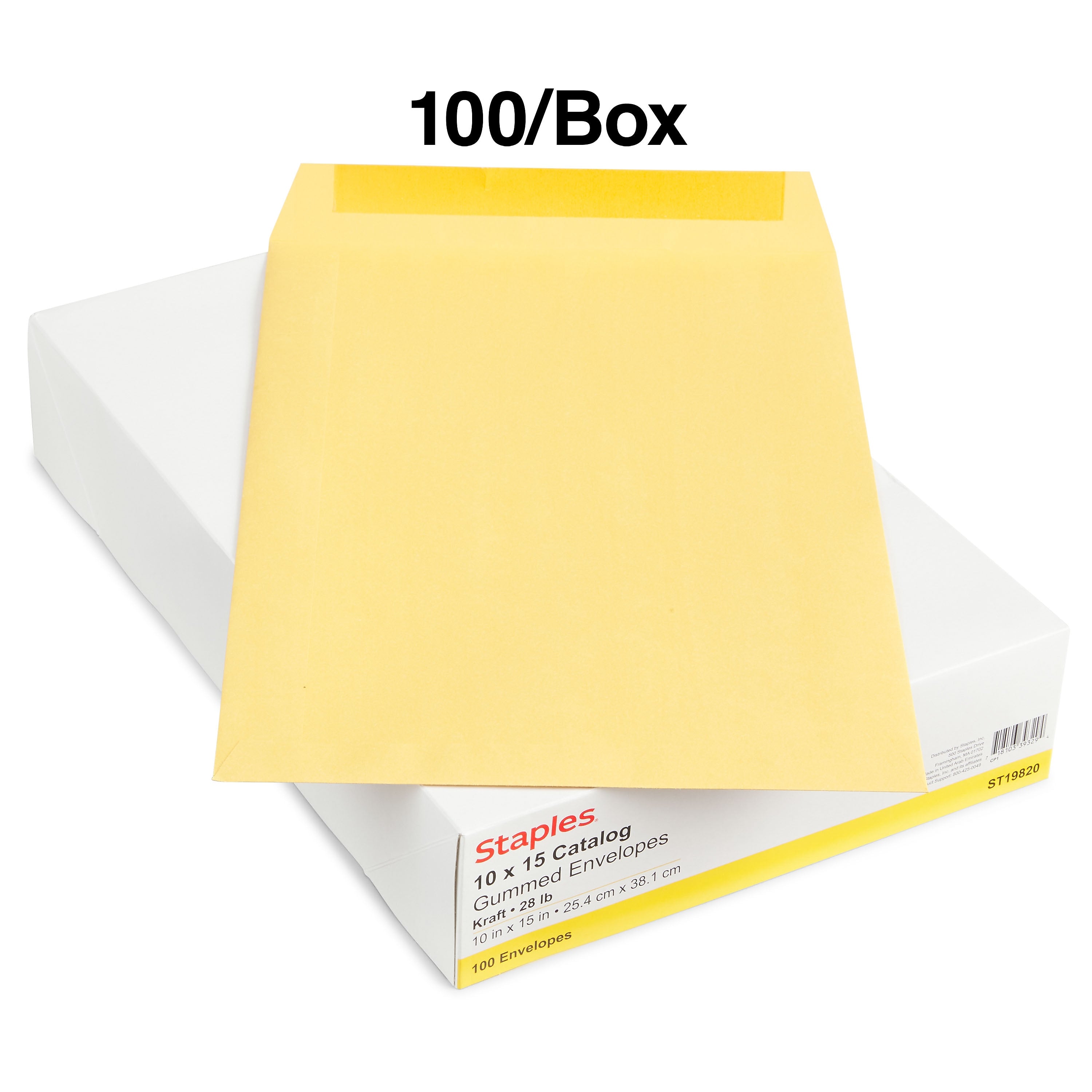 Staples Gummed Kraft Catalog Envelopes, 10