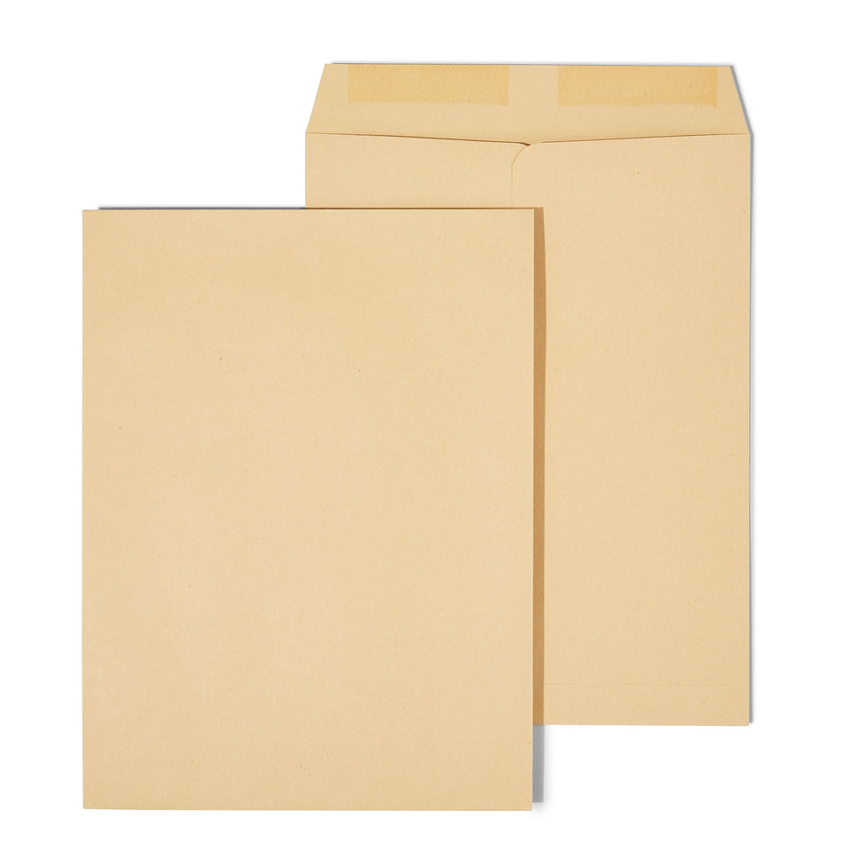 Staples Gummed Kraft Catalog Envelopes, 9"L x 12"H, Brown, 100/Box