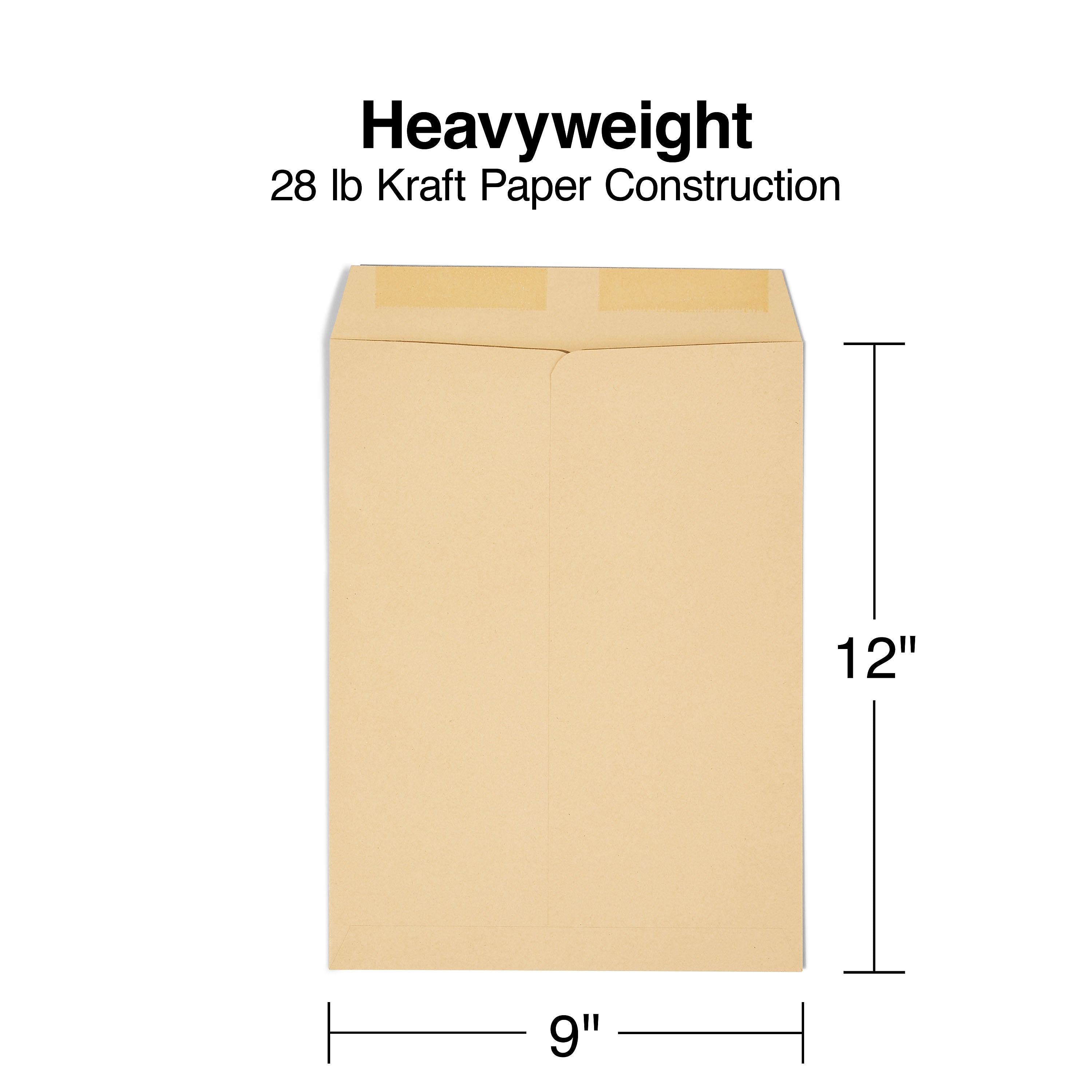 Staples Gummed Kraft Catalog Envelopes, 9"L x 12"H, Brown, 100/Box