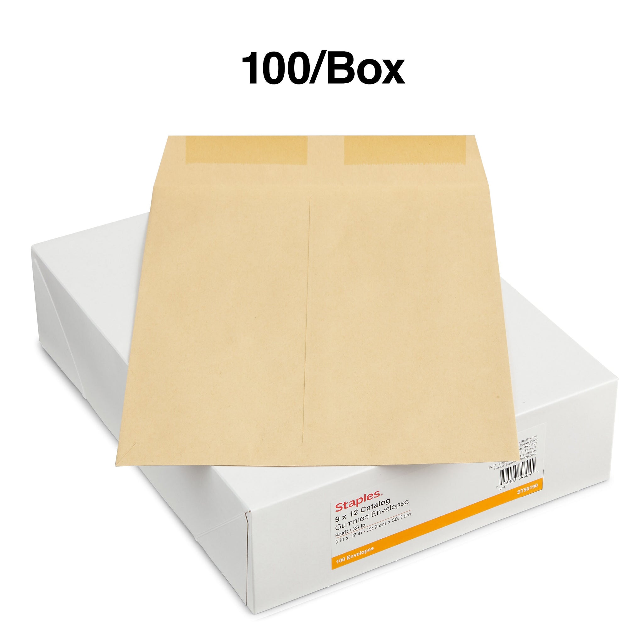Staples Gummed Kraft Catalog Envelopes, 9