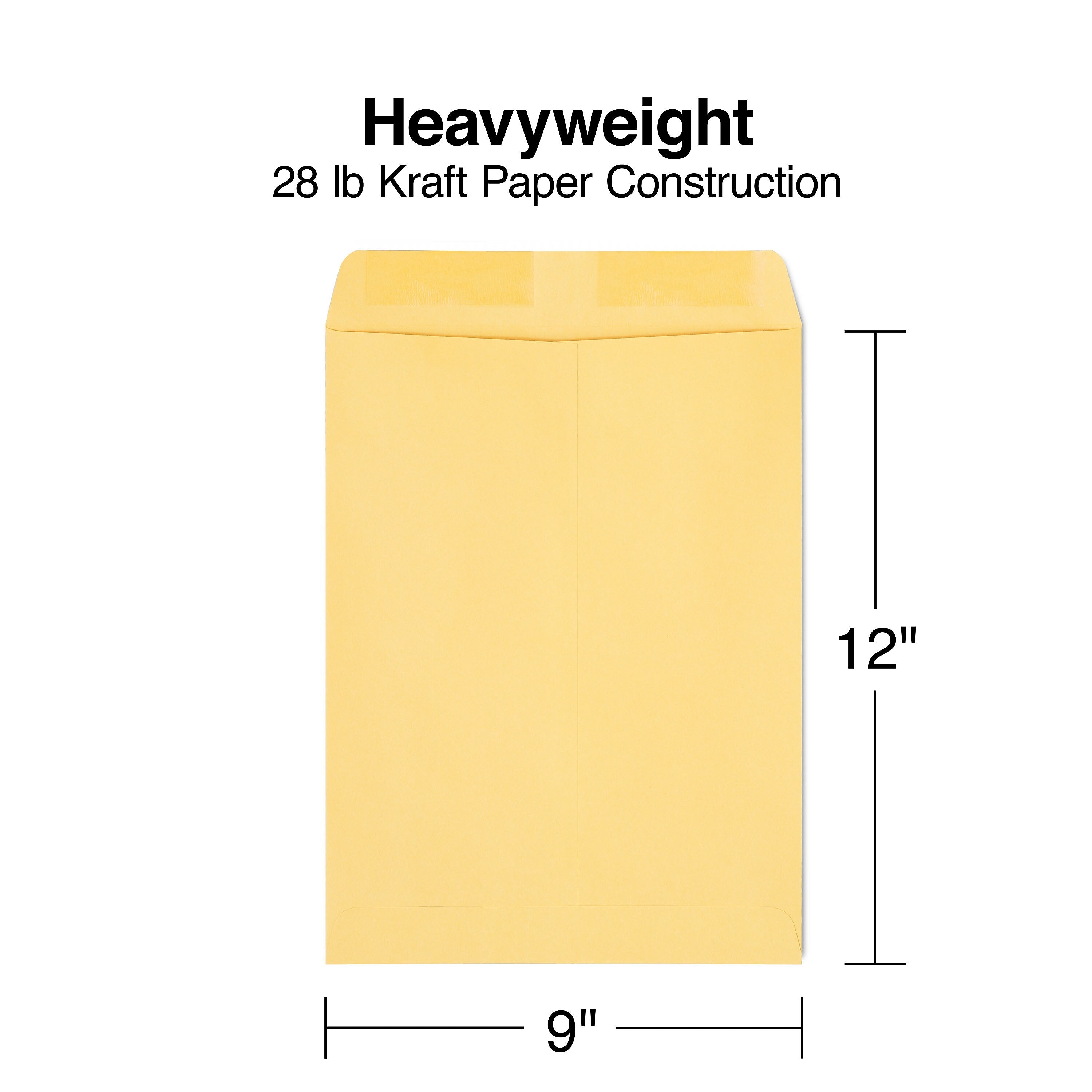 Staples Gummed Kraft Catalog Envelopes, 9"L x 12"H, Brown, 250/Box