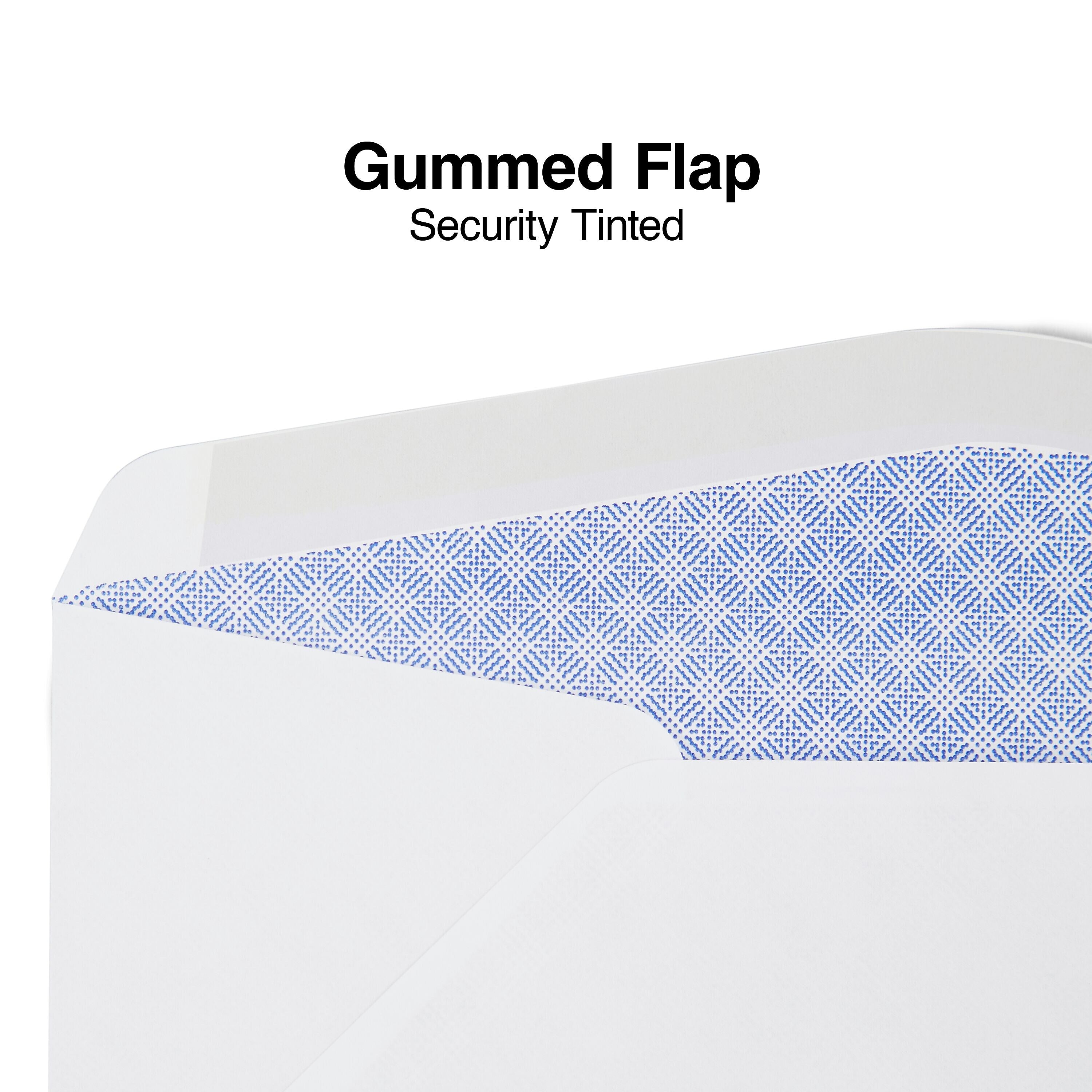 Staples™ Gummed Security Tinted #10 Business Window Envelopes, 4 1/8
