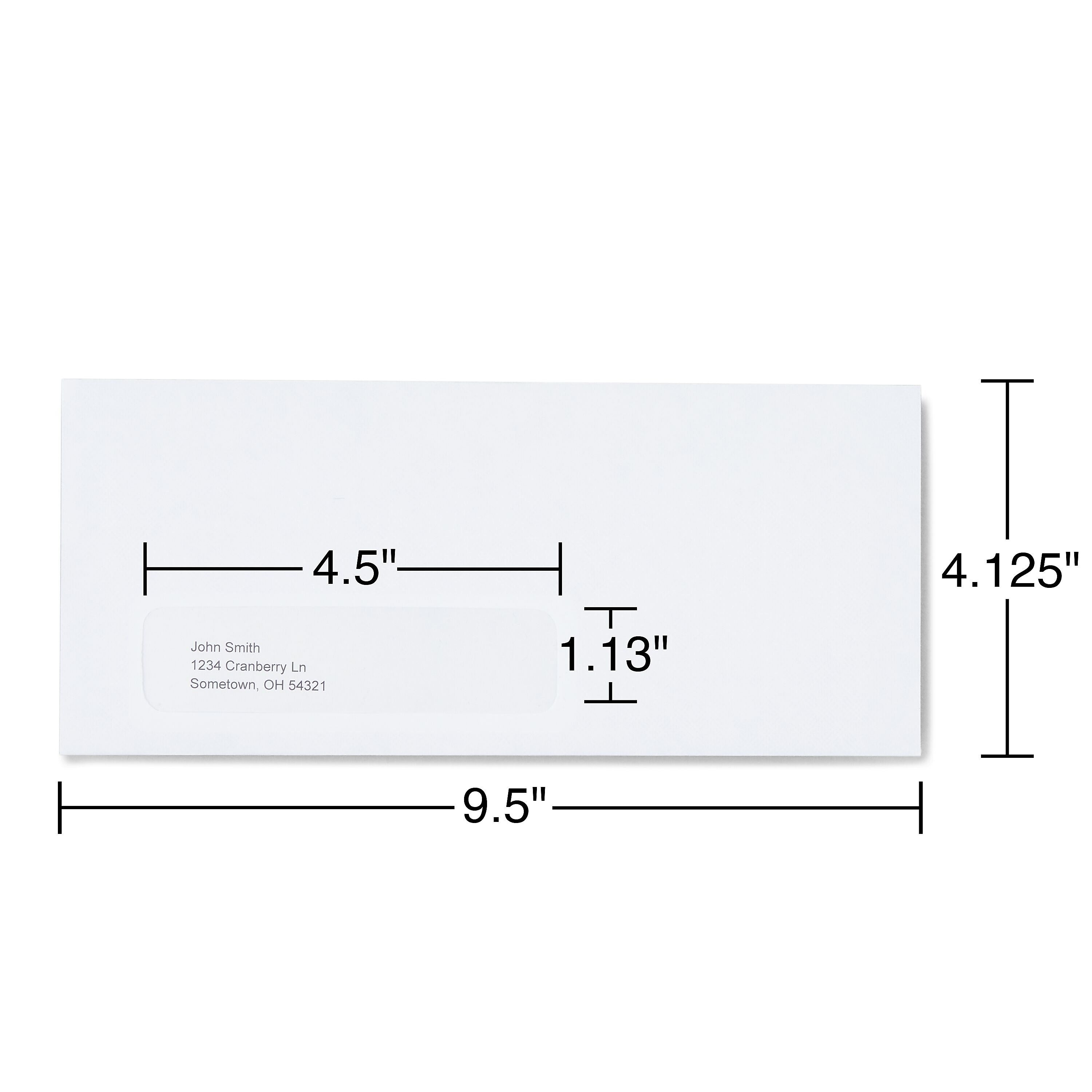 Staples Gummed Security Tinted #10 Business Window Envelopes, 4 1/8