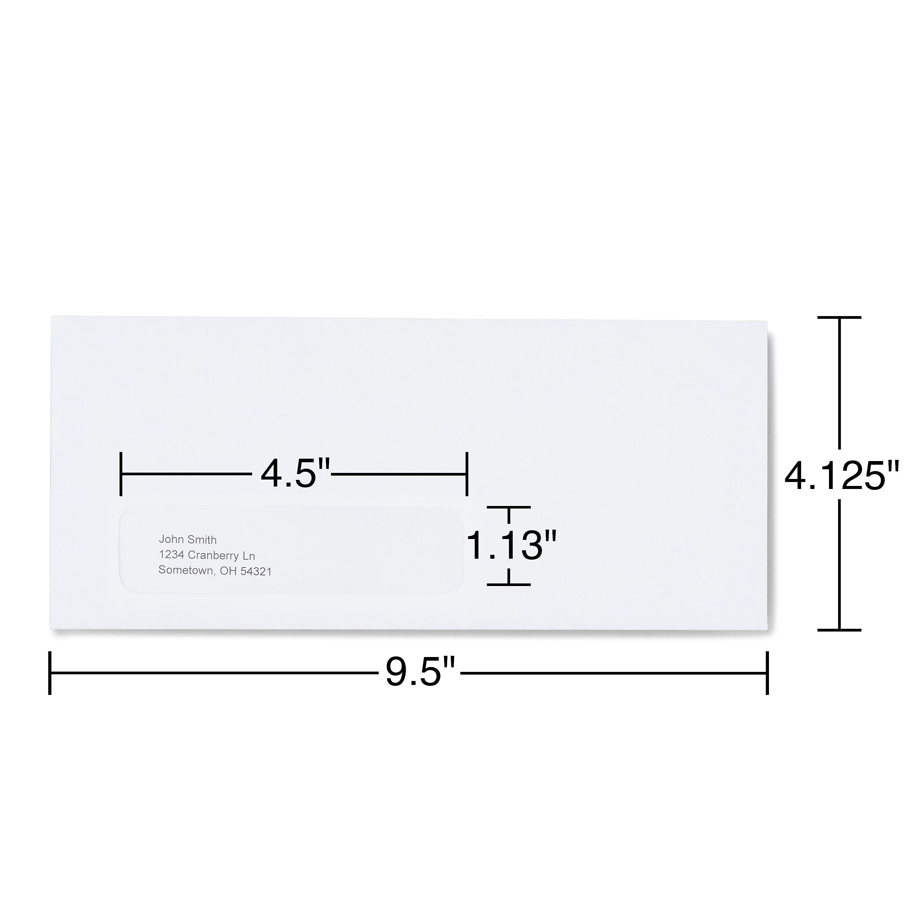 Staples Gummed Security Tinted #10 Business Window Envelopes, 4 1/8" x 9 1/2", White Wove, 500/Box