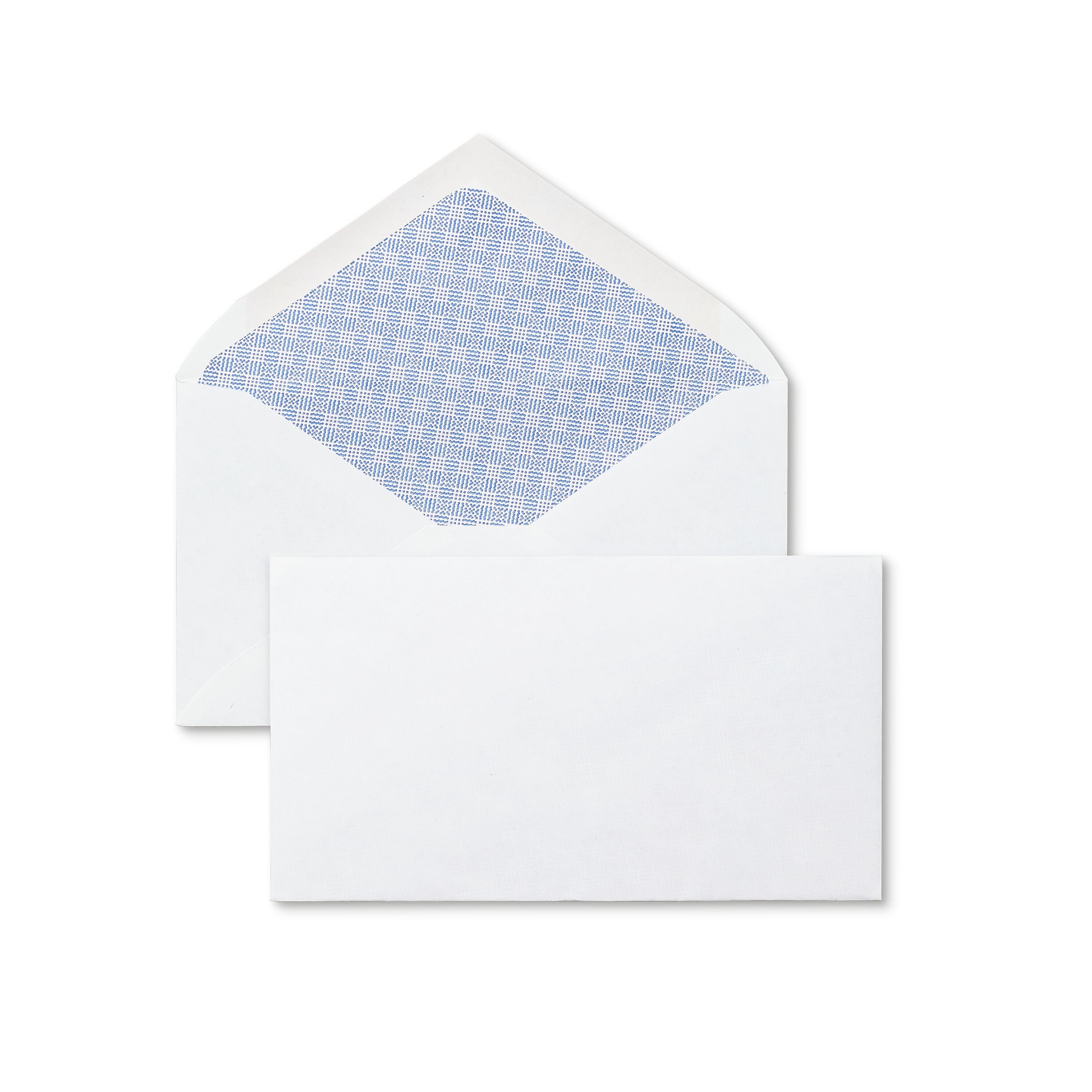 Staples Gummed Security Tinted #6 3/4 Business Envelopes, 3 5/8" x 6 1/2", White, 250/Box