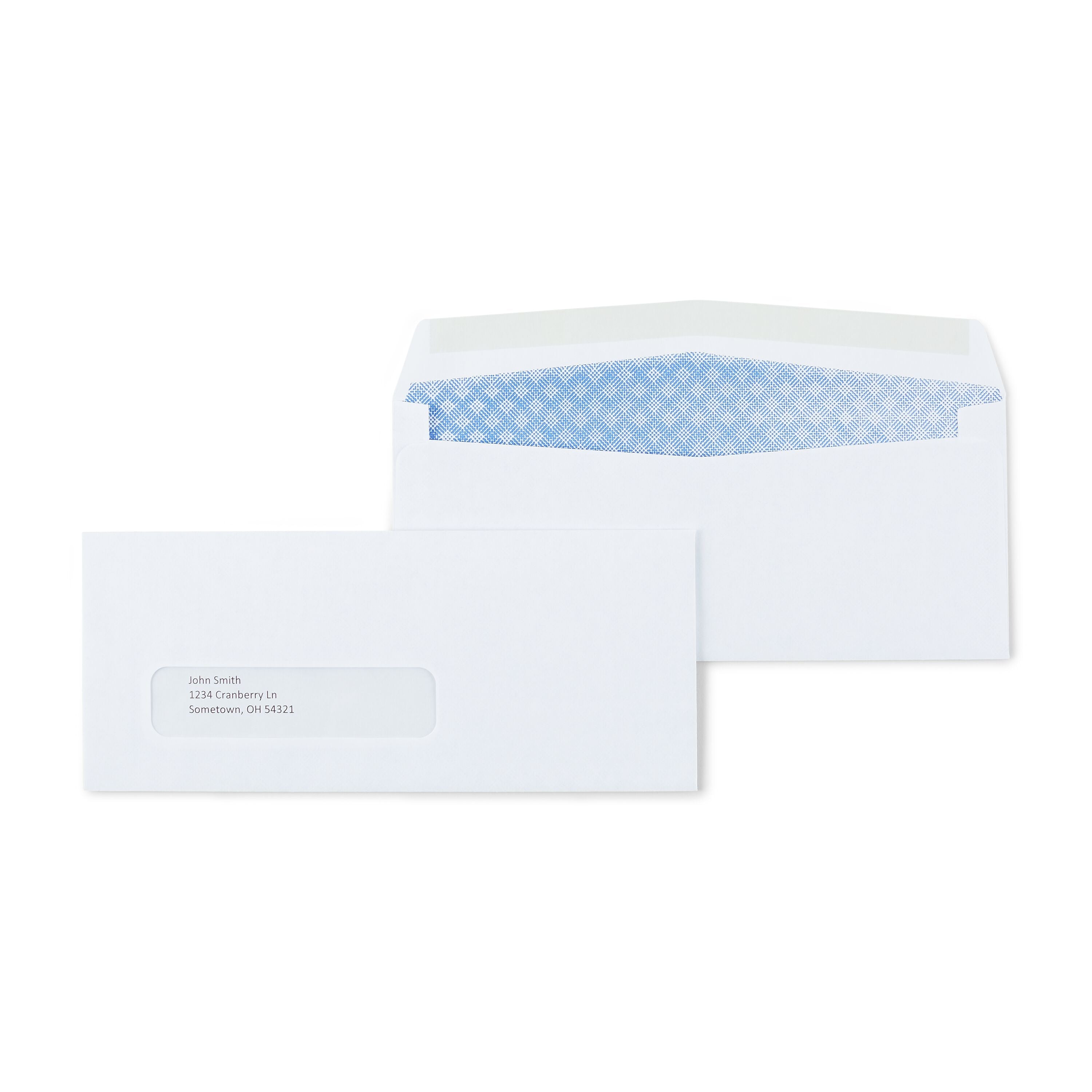 Staples Gummed Security Tinted #8 5/8 Business Window Envelopes, 3 5/8" x 8 5/8", White, 500/Box