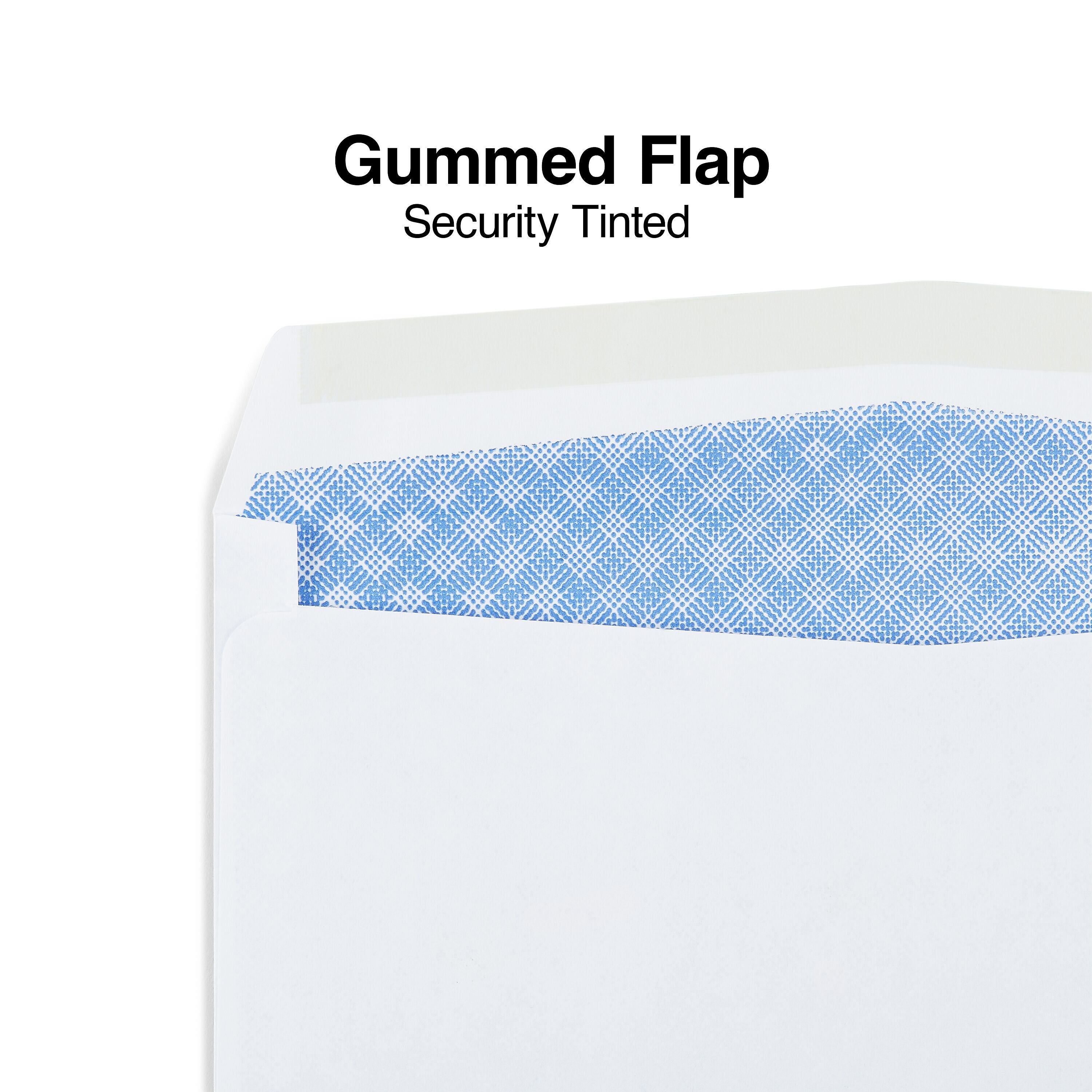 Staples Gummed Security Tinted #8 5/8 Business Window Envelopes, 3 5/8" x 8 5/8", White, 500/Box