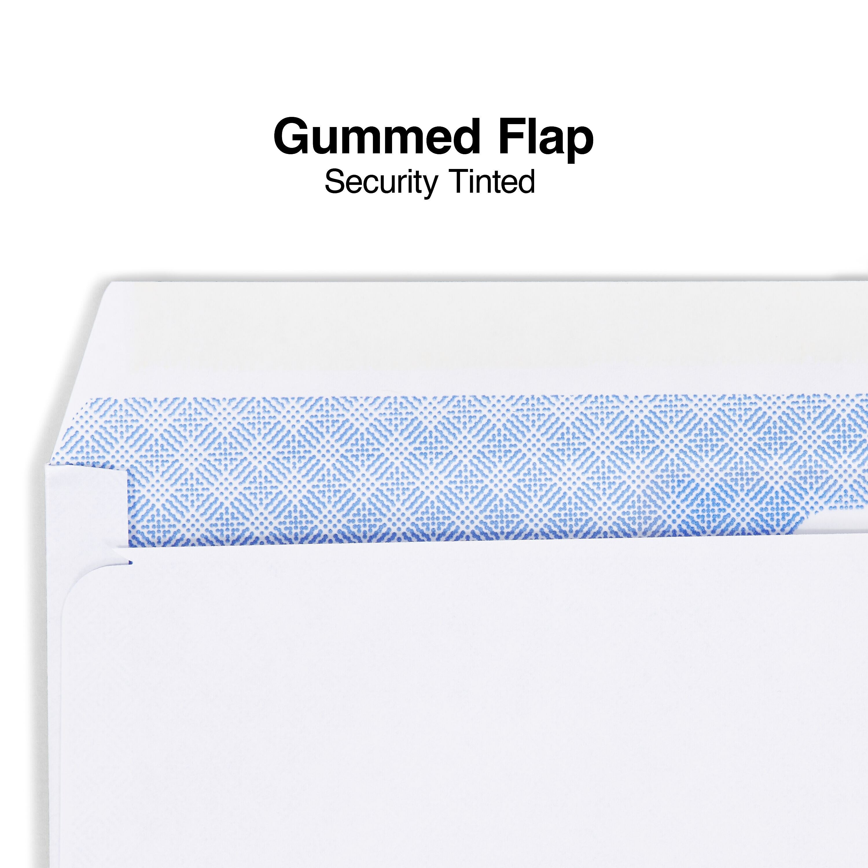 Staples Gummed Security Tinted #8 Business Envelopes, 3 5/8