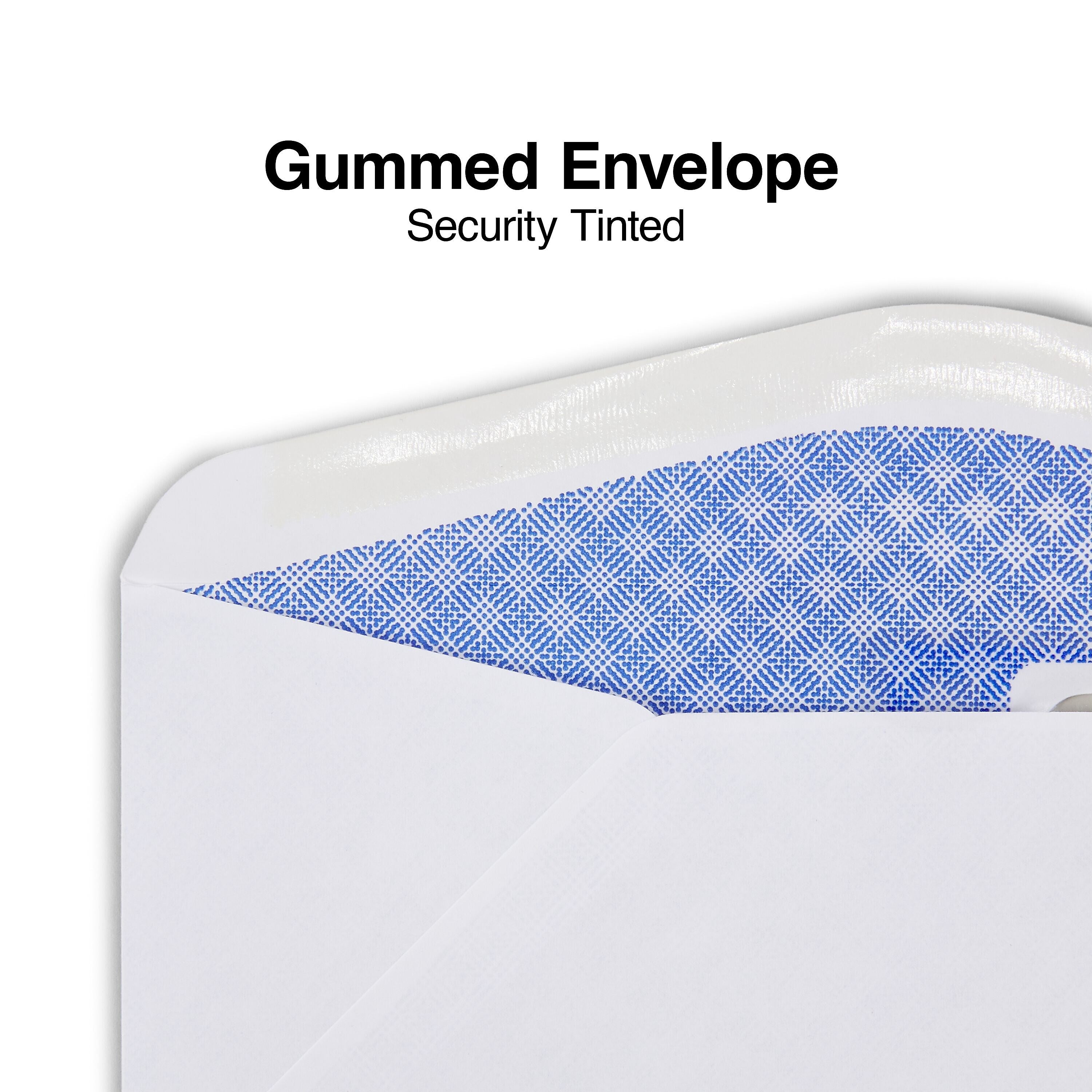 Staples Gummed Security Tinted #9 Business Envelopes, 3 7/8