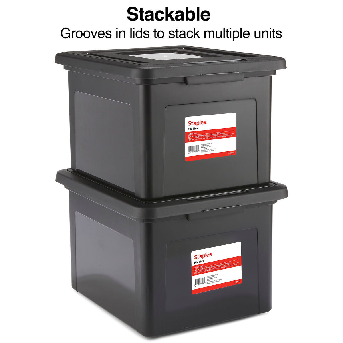 Staples Hanging File Box, Snap Lid, Letter/Legal Size, Black