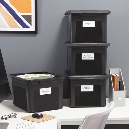 Staples Hanging File Box, Snap Lid, Letter/Legal Size, Black