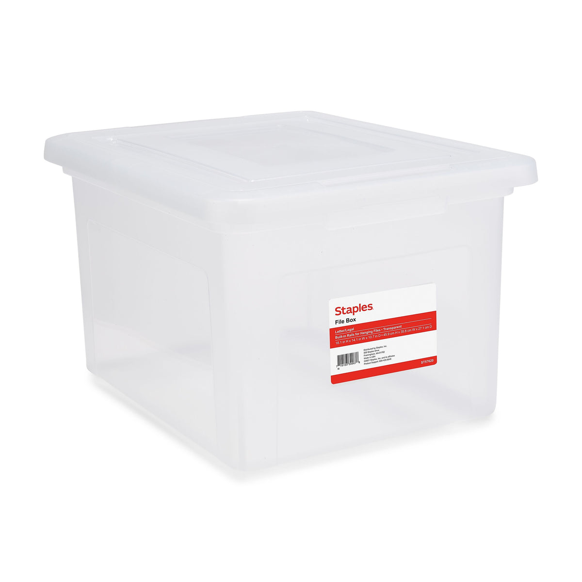 Staples Hanging File Box, Snap Lid, Letter/Legal Size, Clear