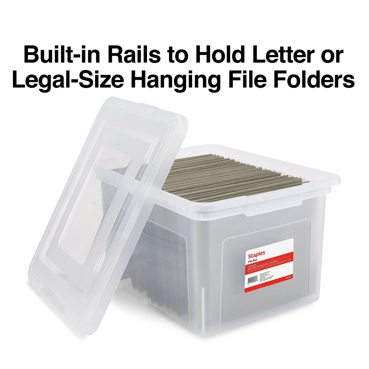 Staples Hanging File Box, Snap Lid, Letter/Legal Size, Clear