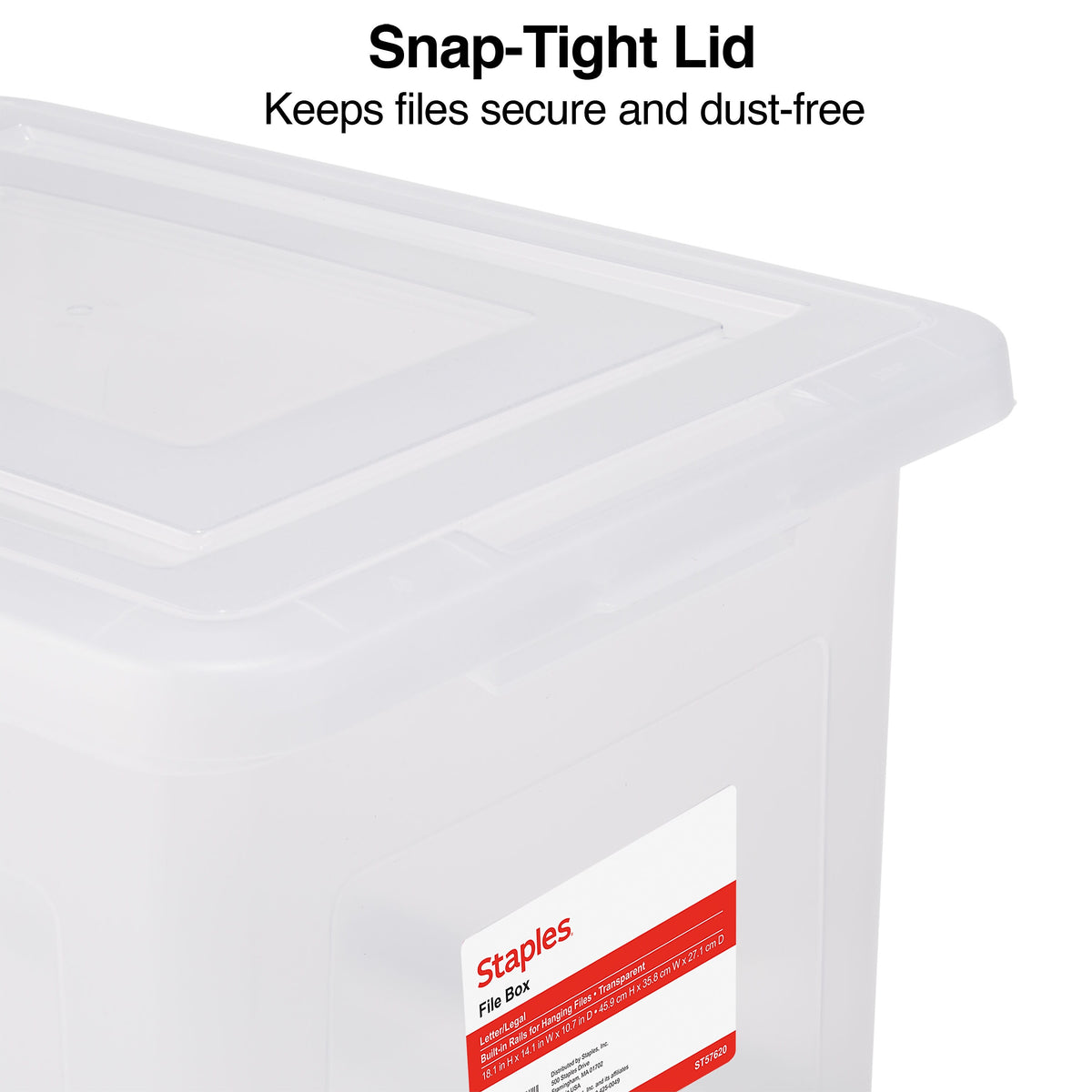 Staples Hanging File Box, Snap Lid, Letter/Legal Size, Clear