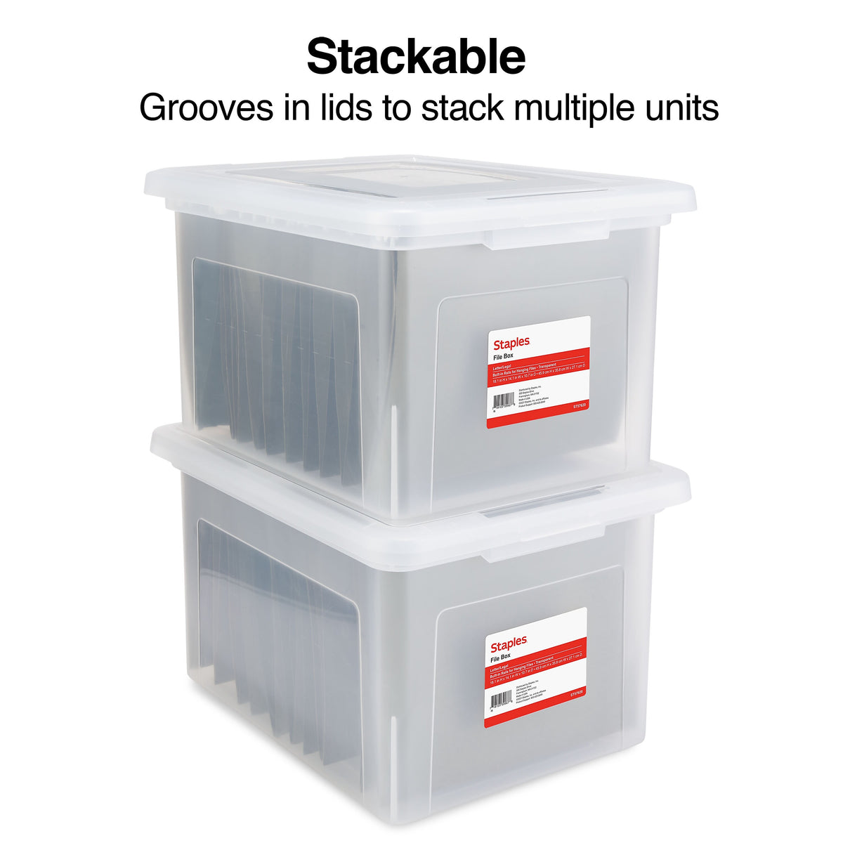 Staples Hanging File Box, Snap Lid, Letter/Legal Size, Clear