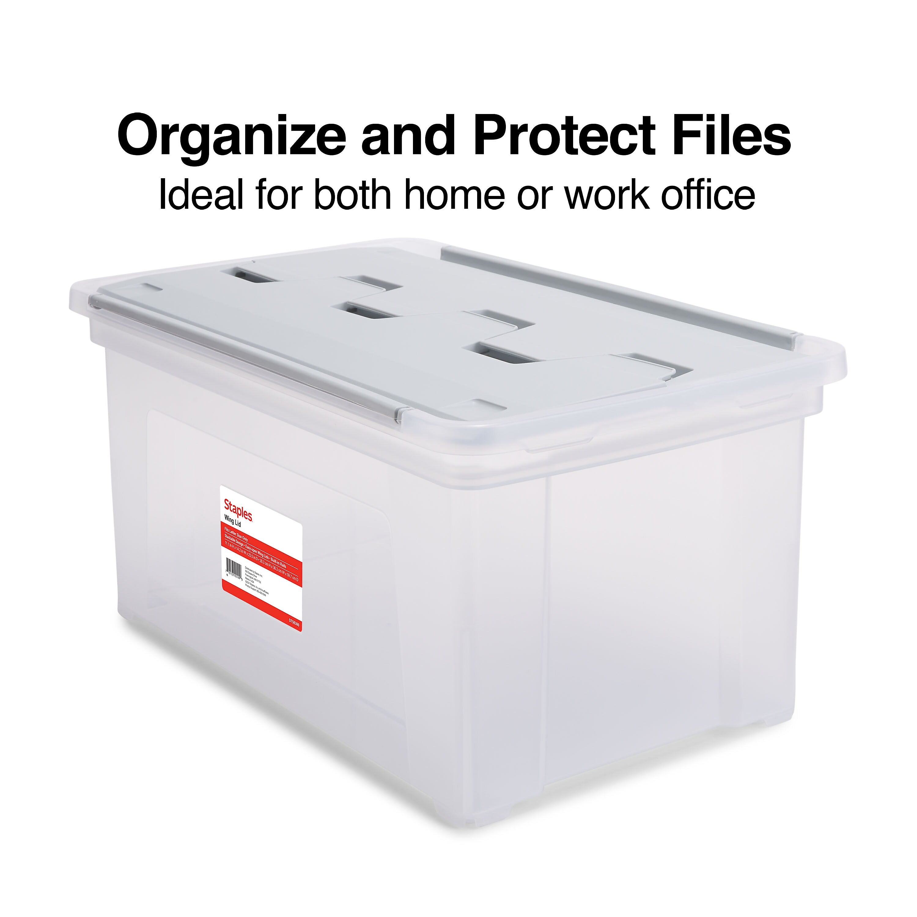 Staples Hanging File Box, Wing Lid, Letter Size, Clear